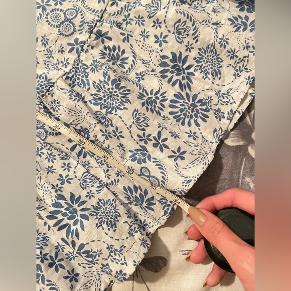 LOFT Blue White Floral Ruffle Long Sleeve Mini Dress NWT Size Medium - Picture 5 of 7